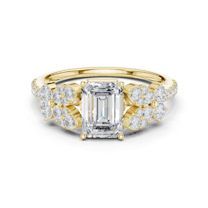 Emerald Lab Grown Diamond Side-Stone Engagement Ring