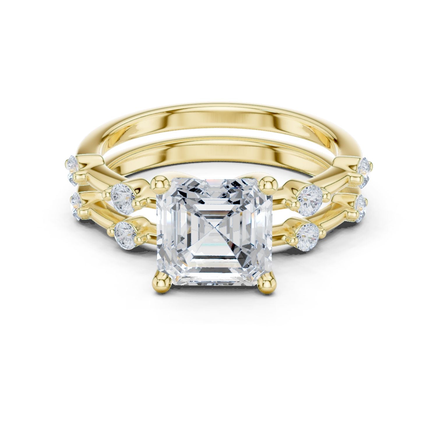 Emerald Lab Grown Diamond Side-Stone Engagement Ring