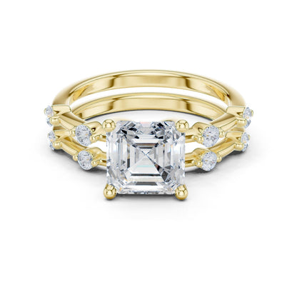 Emerald Lab Grown Diamond Side-Stone Engagement Ring