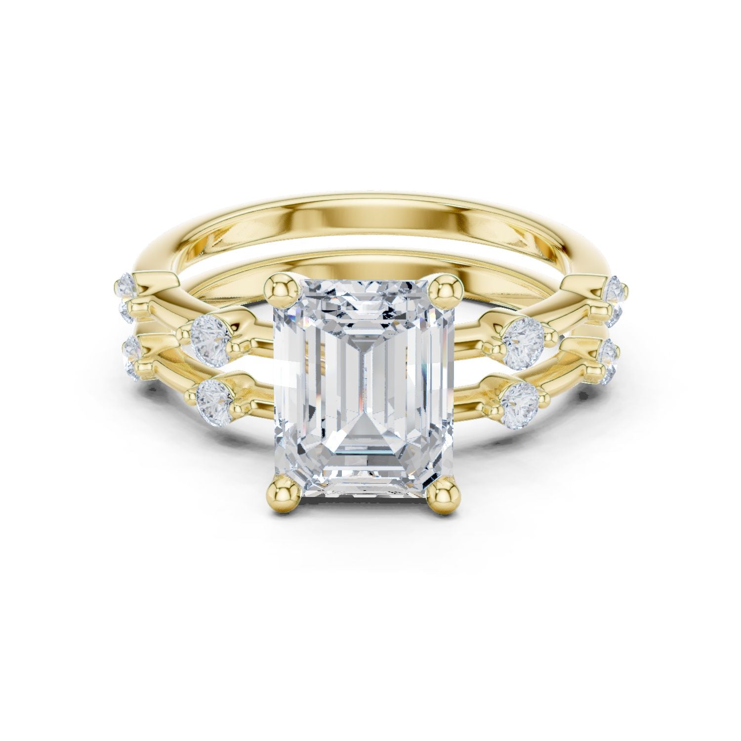 Emerald Lab Grown Diamond Side-Stone Engagement Ring