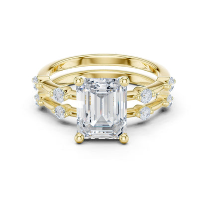 Emerald Lab Grown Diamond Side-Stone Engagement Ring