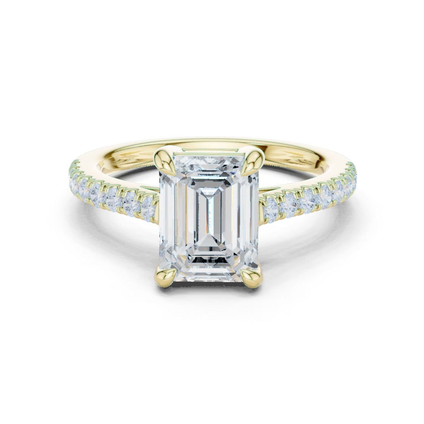 Emerald Lab Grown Diamond Side-Stone Engagement Ring
