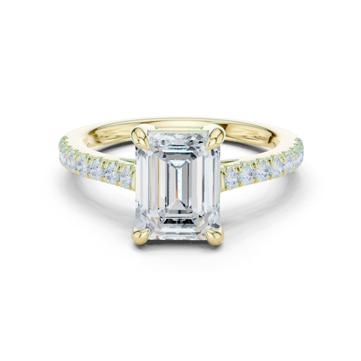 Emerald Lab Grown Diamond Side-Stone Engagement Ring