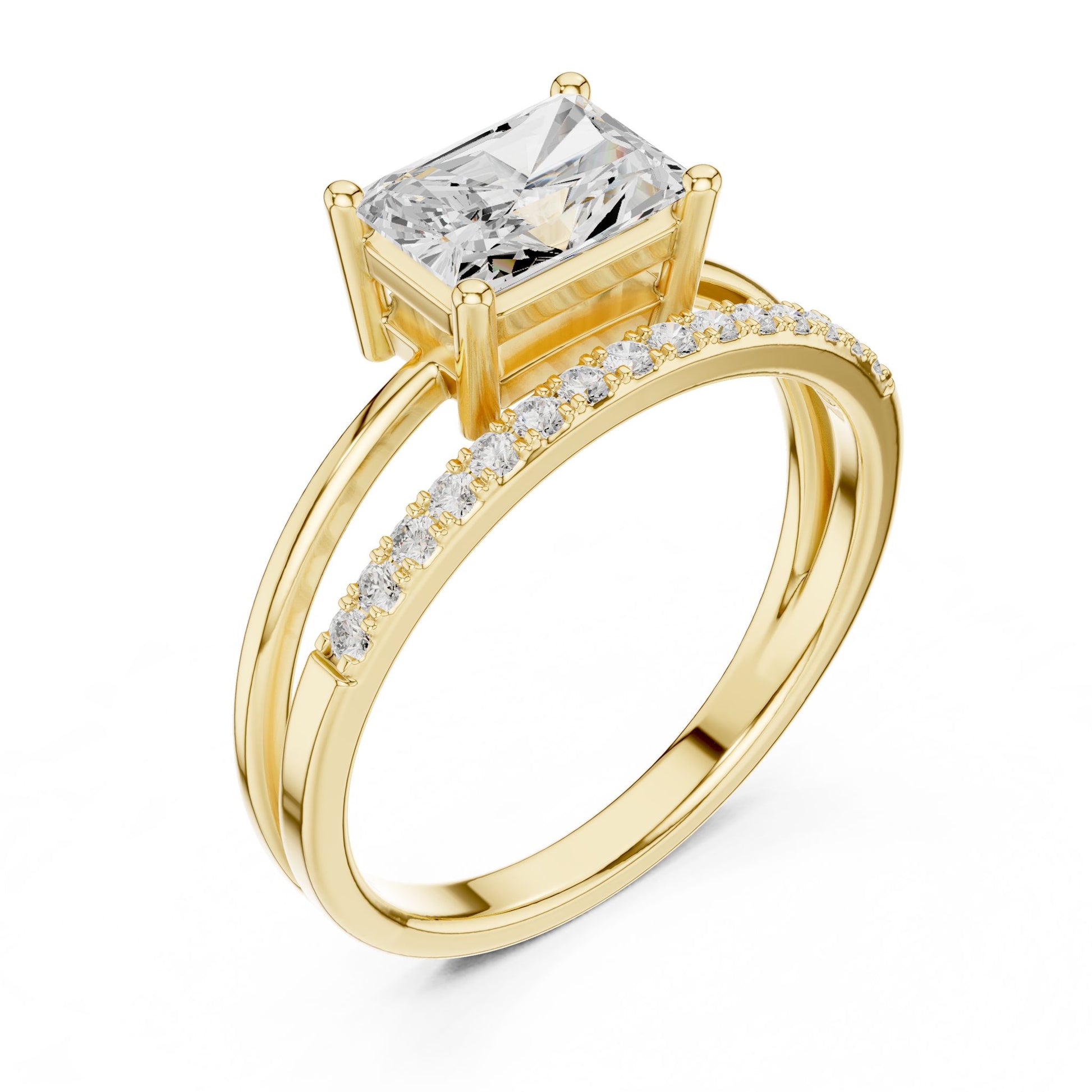 Emerald Lab Grown Diamond Side-Stone Engagement Ring