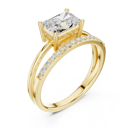 Emerald Lab Grown Diamond Side-Stone Engagement Ring