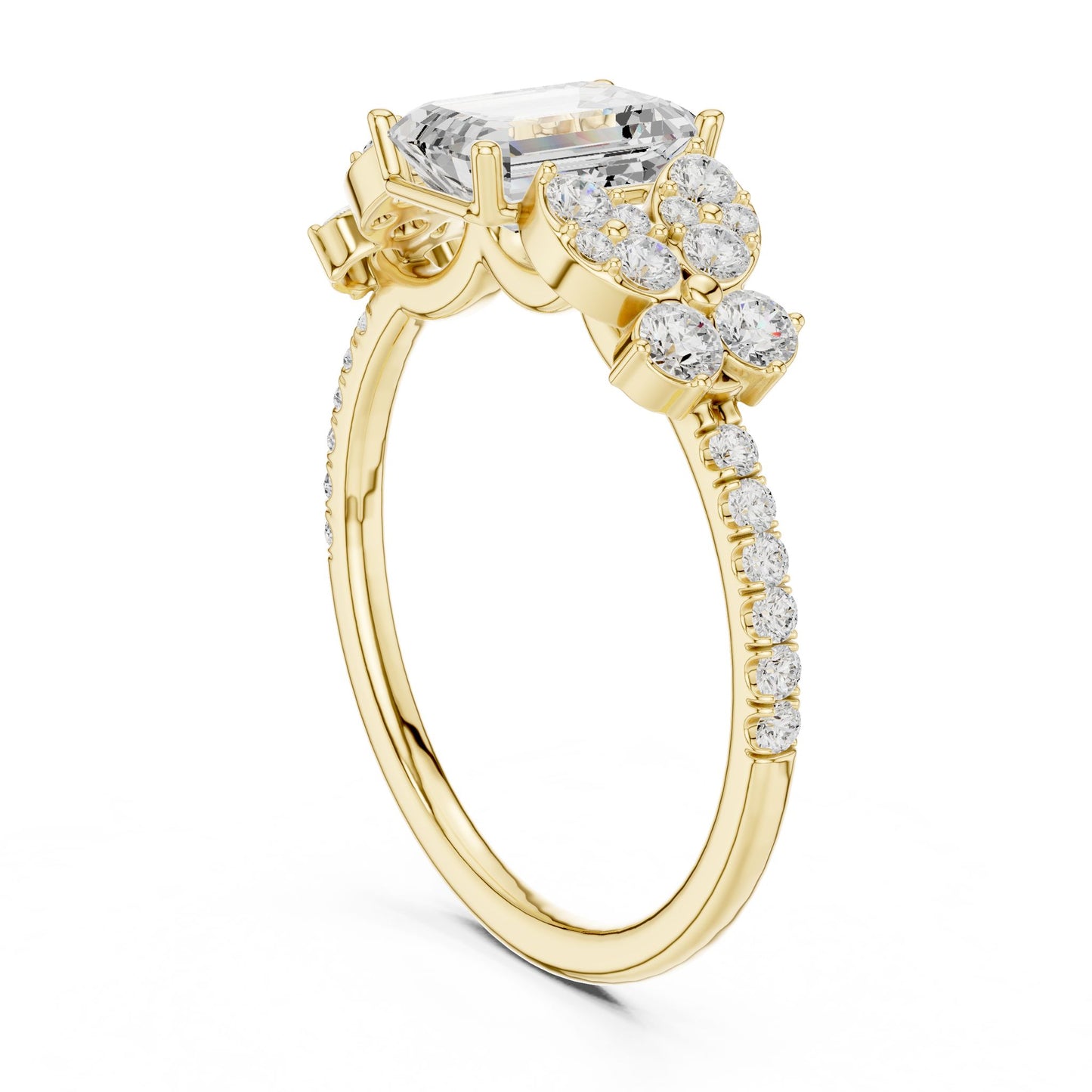 Emerald Lab Grown Diamond Side-Stone Engagement Ring