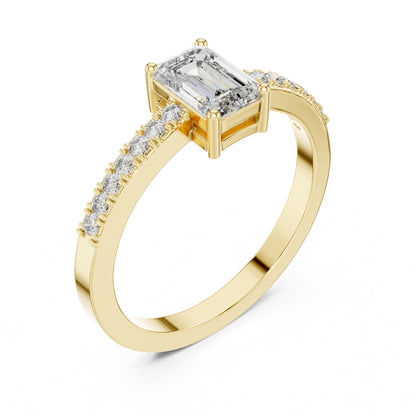 Emerald Lab Grown Diamond Side-Stone Engagement Ring