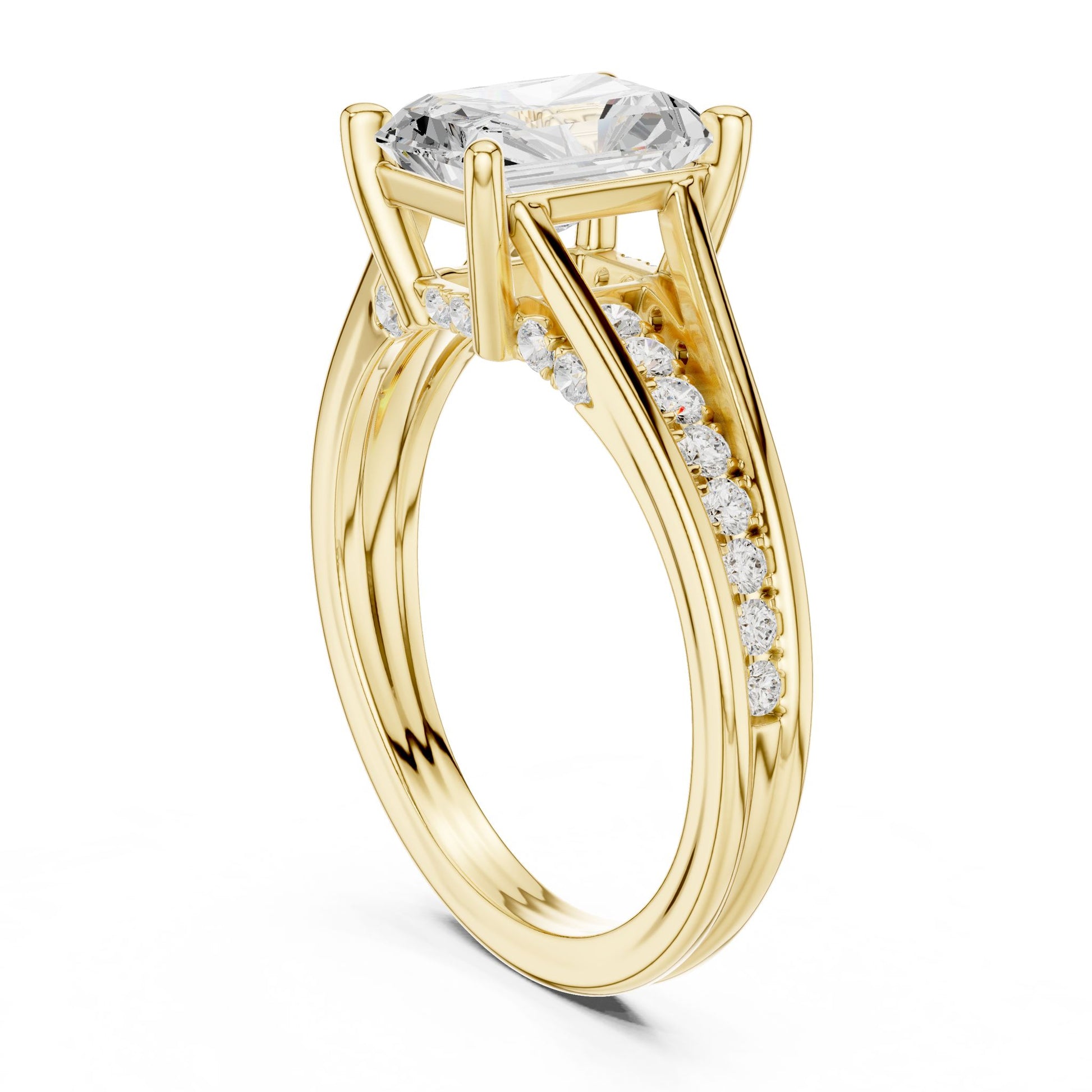 Emerald Lab Grown Diamond Side-Stone Engagement Ring