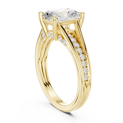 Emerald Lab Grown Diamond Side-Stone Engagement Ring