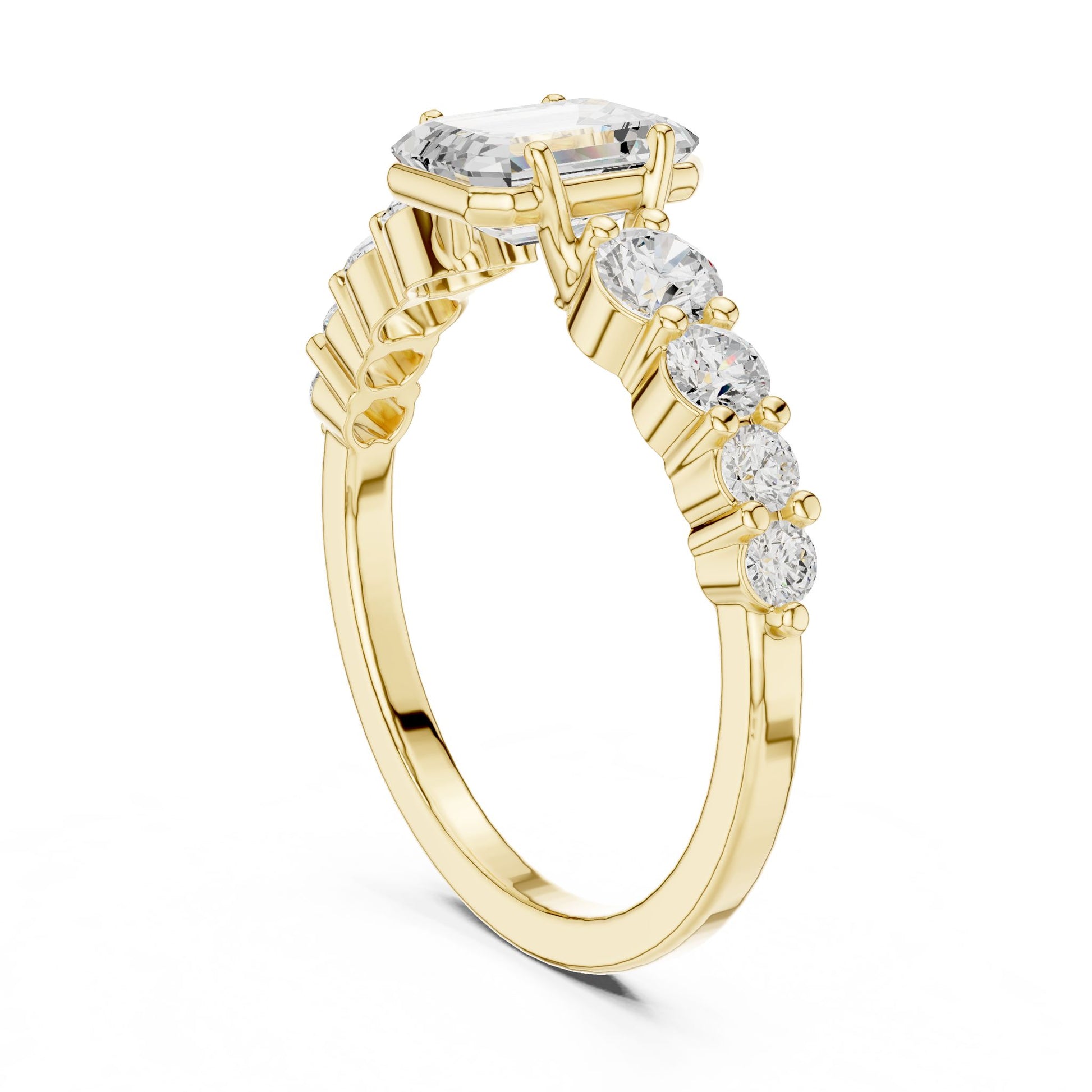 Emerald Lab Grown Diamond Side-Stone Engagement Ring