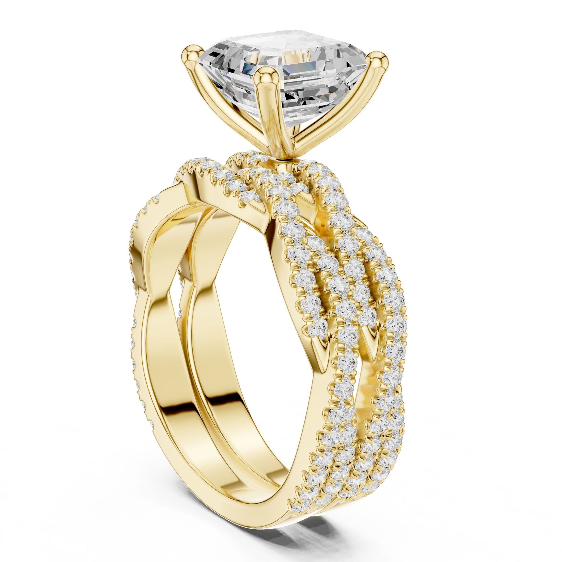 Emerald Lab Grown Diamond Side-Stone Engagement Ring