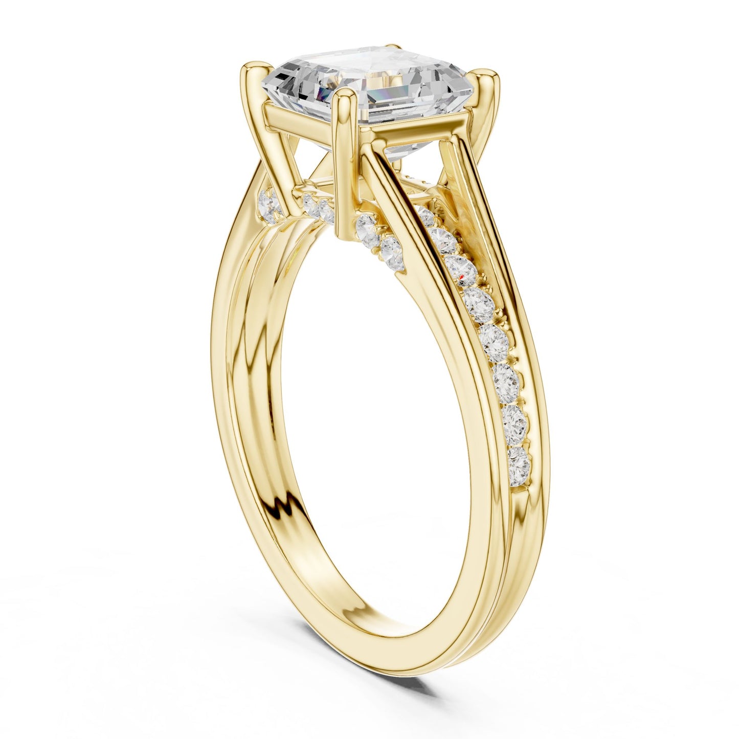 Emerald Lab Grown Diamond Side-Stone Engagement Ring