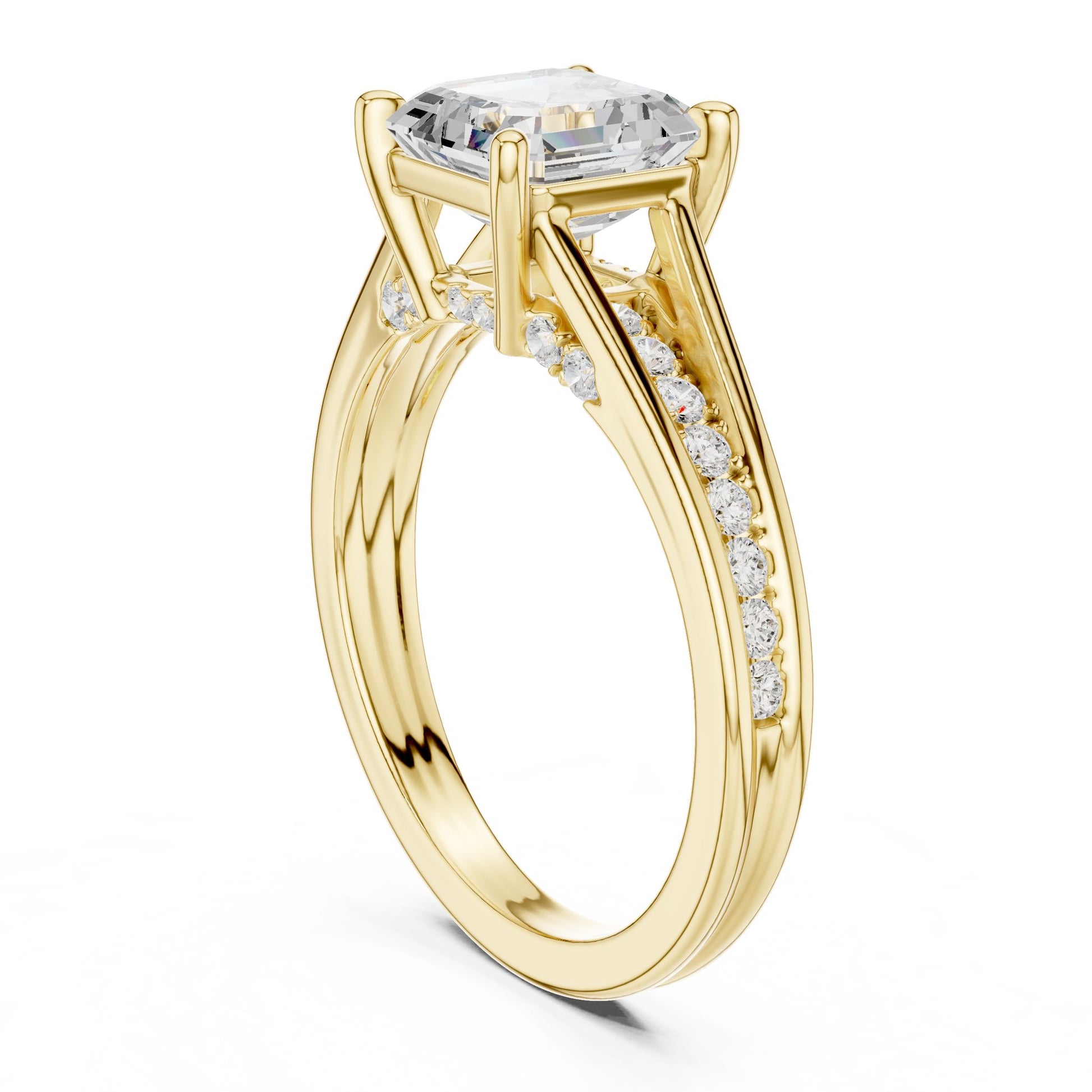 Emerald Lab Grown Diamond Side-Stone Engagement Ring