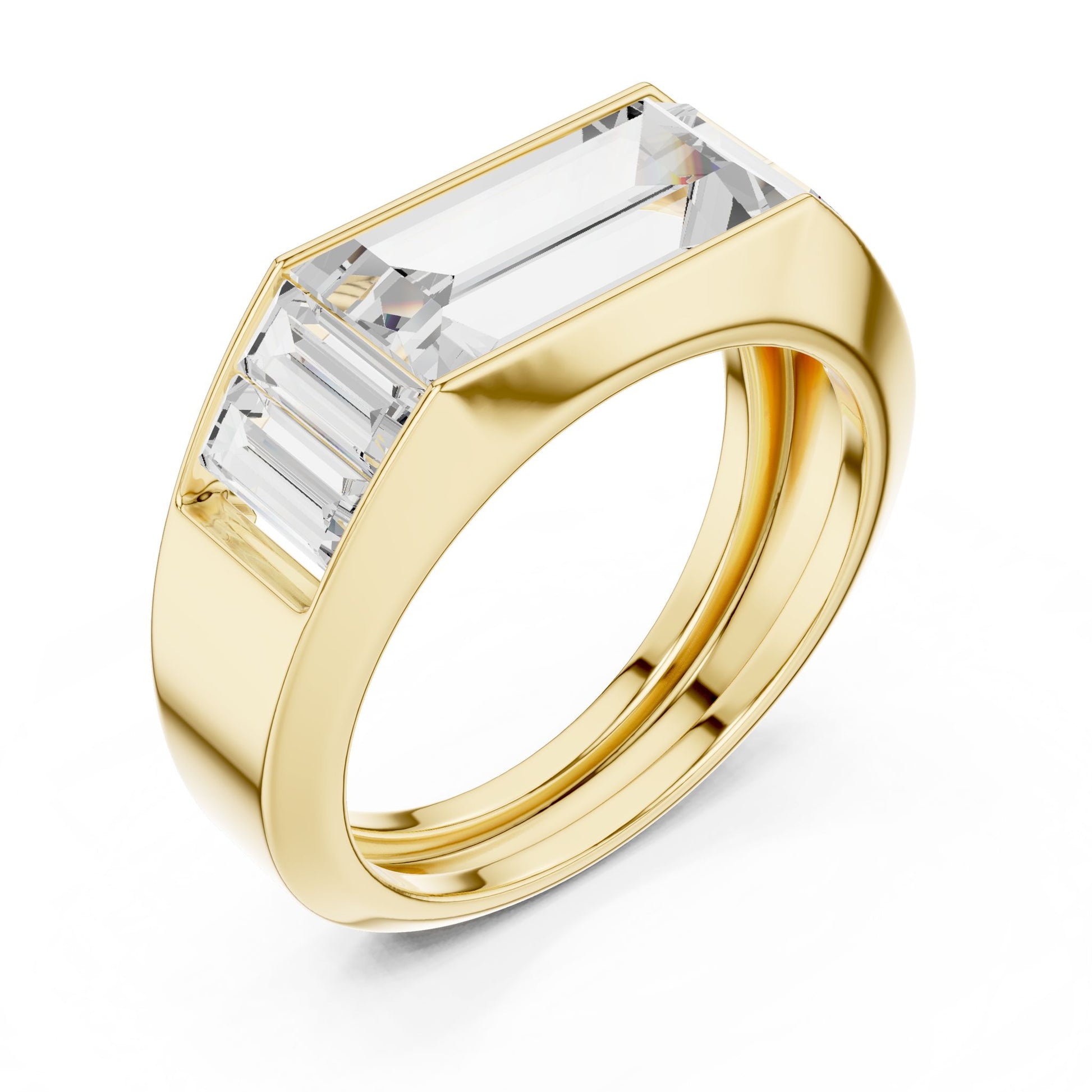 Men's Emerald Lab Grown Diamond Side-Stone Ring