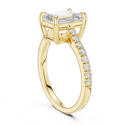 Emerald Lab Grown Diamond Side-Stone Engagement Ring