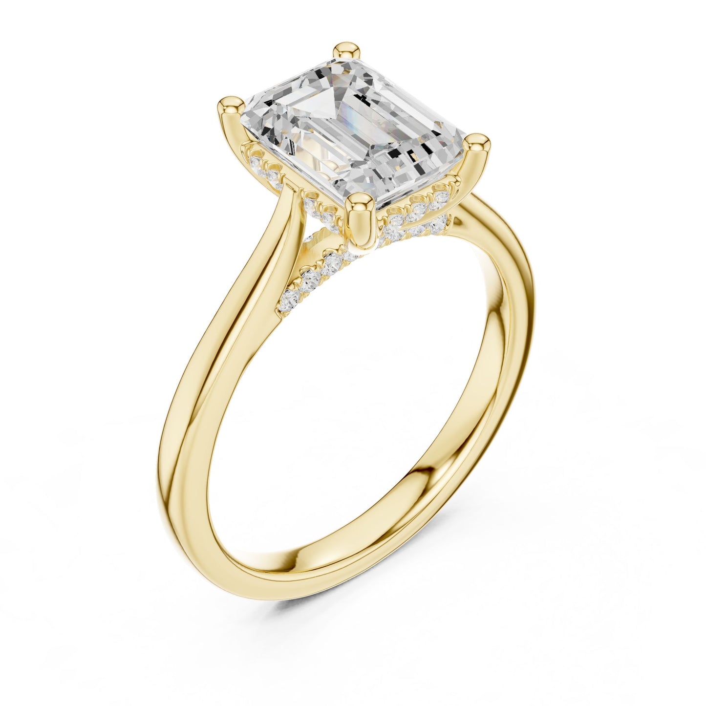Emerald Lab Grown Diamond Side-Stone Engagement Ring