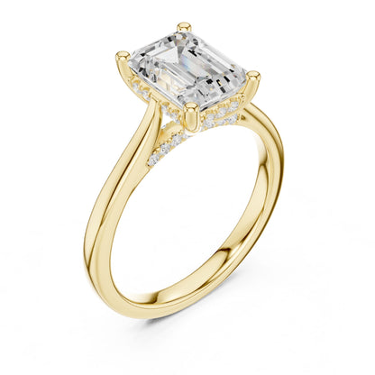 Emerald Lab Grown Diamond Side-Stone Engagement Ring