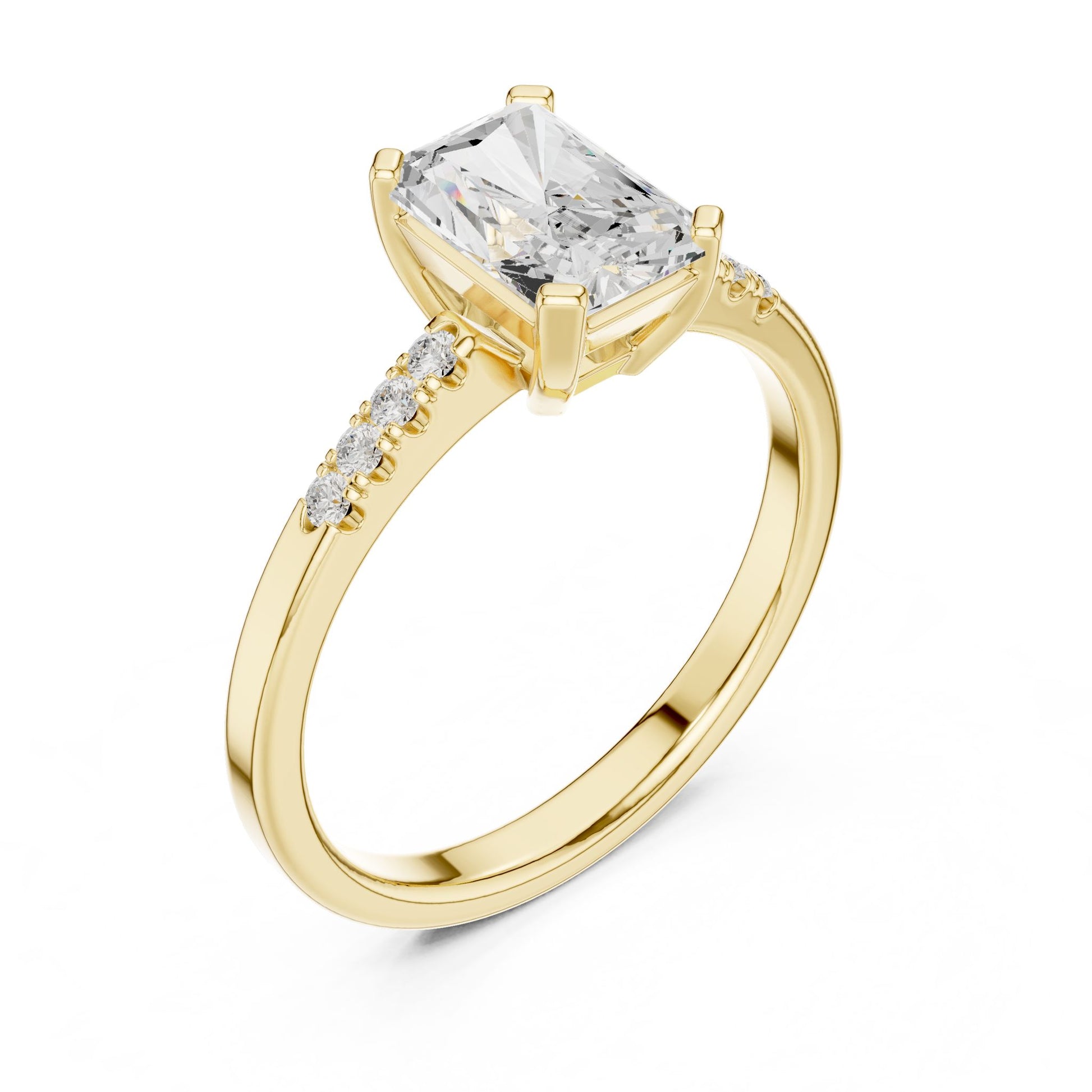 Emerald Lab Grown Diamond Side-Stone Engagement Ring