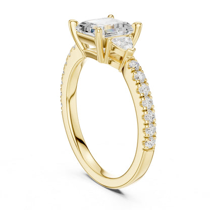 Emerald Lab Grown Diamond Side-Stone Engagement Ring