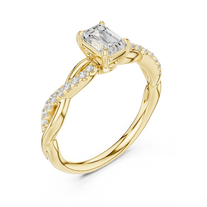 Emerald Lab Grown Diamond Side-Stone Engagement Ring