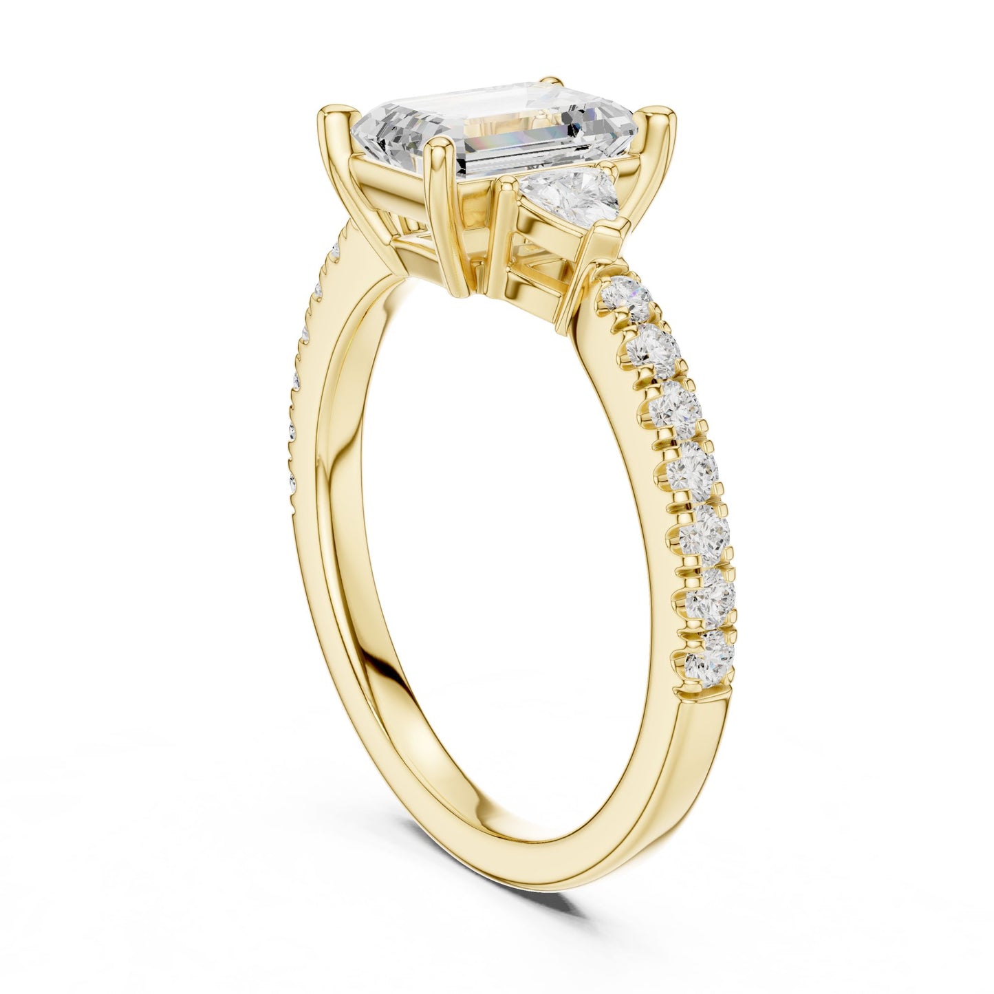 Emerald Lab Grown Diamond Side-Stone Engagement Ring