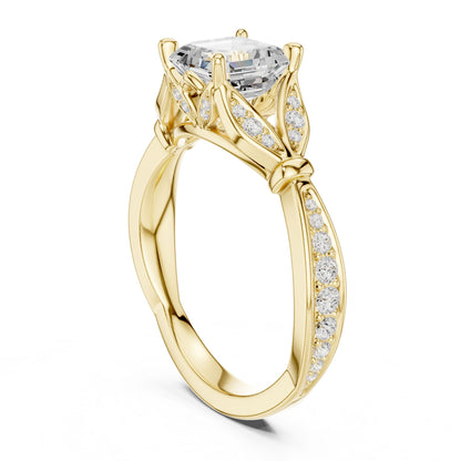 Emerald Lab Grown Diamond Side-Stone Engagement Ring