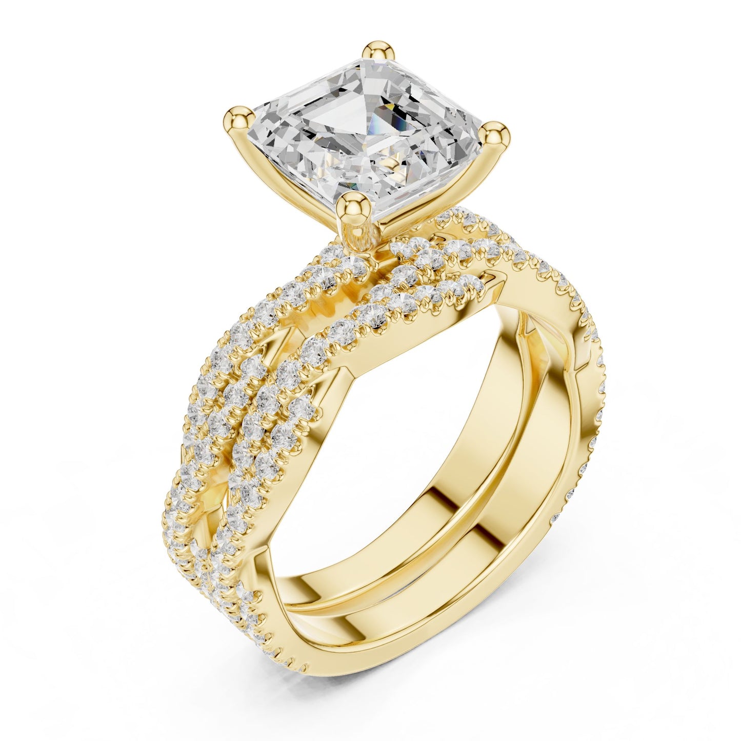 Emerald Lab Grown Diamond Side-Stone Engagement Ring