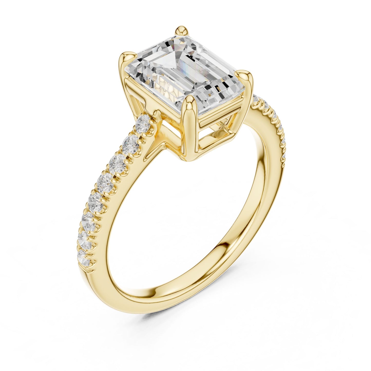 Emerald Lab Grown Diamond Side-Stone Engagement Ring
