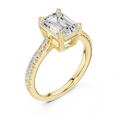 Emerald Lab Grown Diamond Side-Stone Engagement Ring