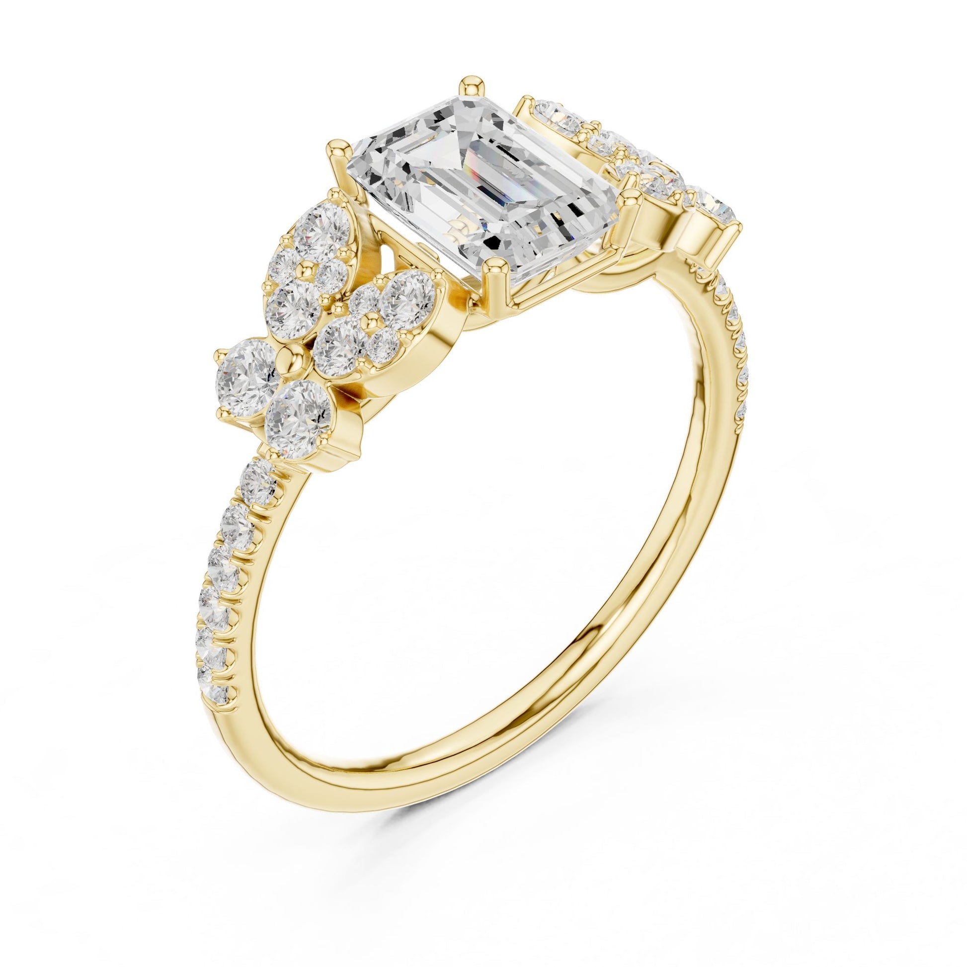 Emerald Lab Grown Diamond Side-Stone Engagement Ring