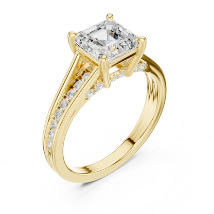 Emerald Lab Grown Diamond Side-Stone Engagement Ring