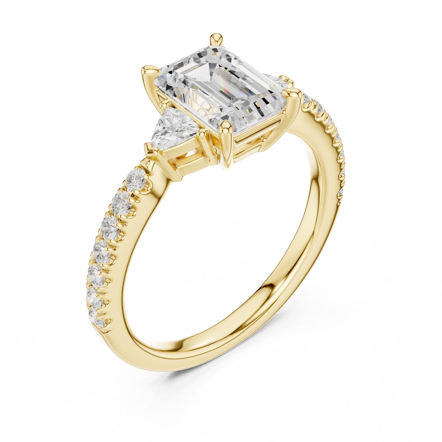 Emerald Lab Grown Diamond Side-Stone Engagement Ring