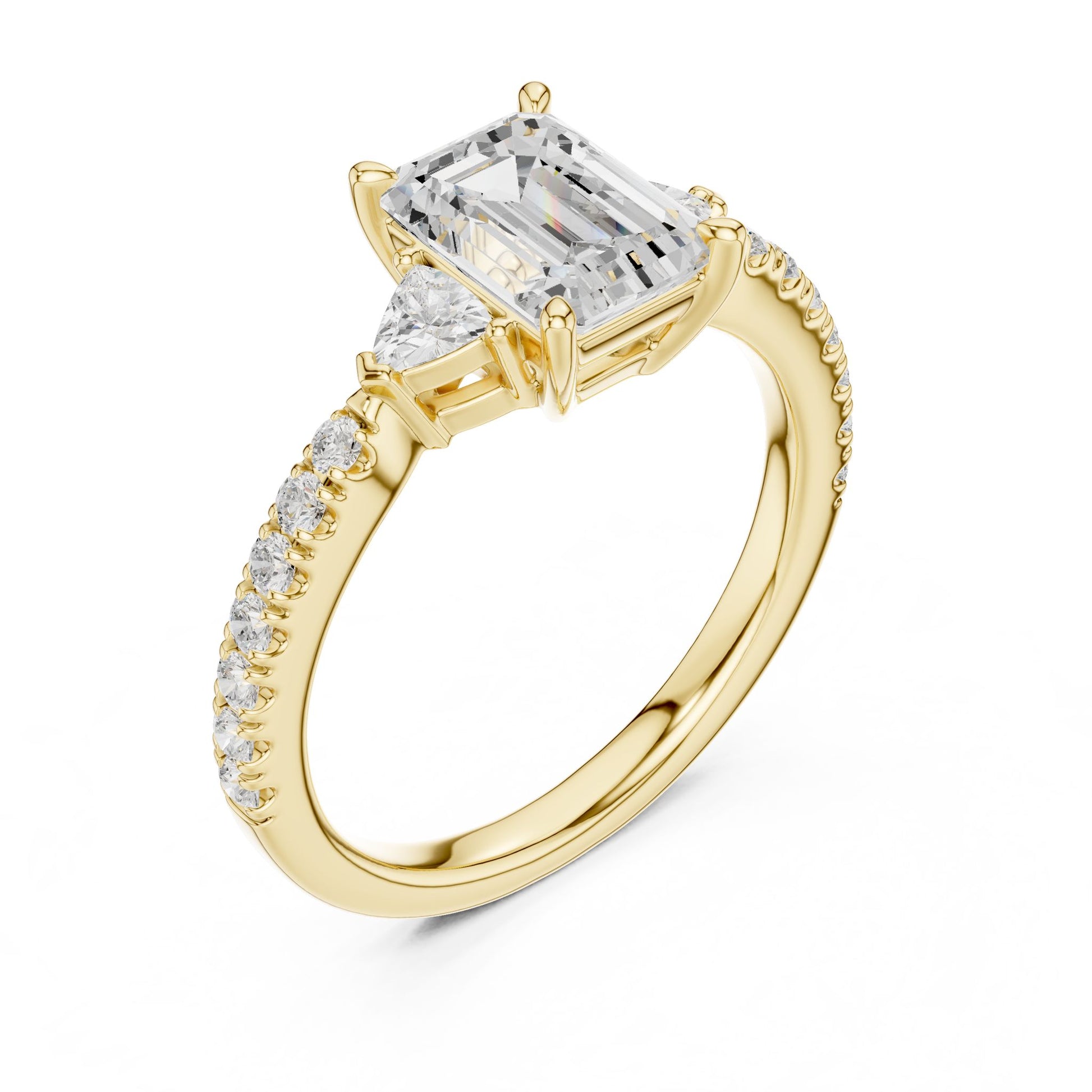 Emerald Lab Grown Diamond Side-Stone Engagement Ring