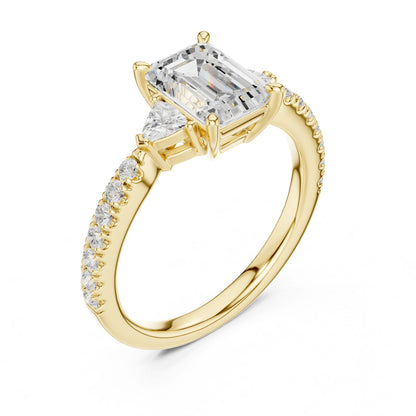 Emerald Lab Grown Diamond Side-Stone Engagement Ring