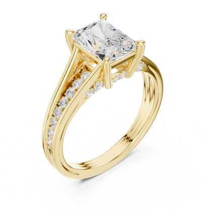 Emerald Lab Grown Diamond Side-Stone Engagement Ring