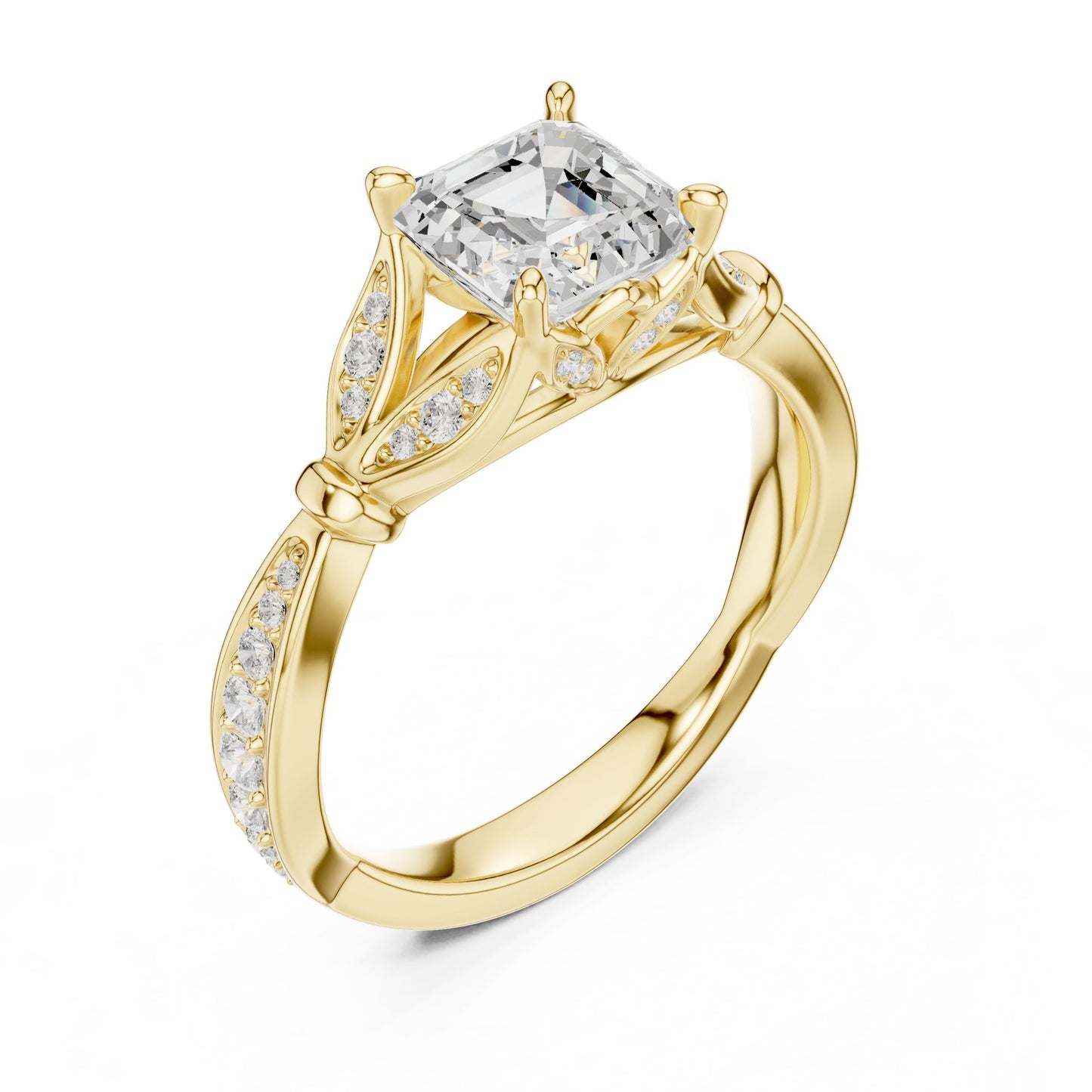 Emerald Lab Grown Diamond Side-Stone Engagement Ring