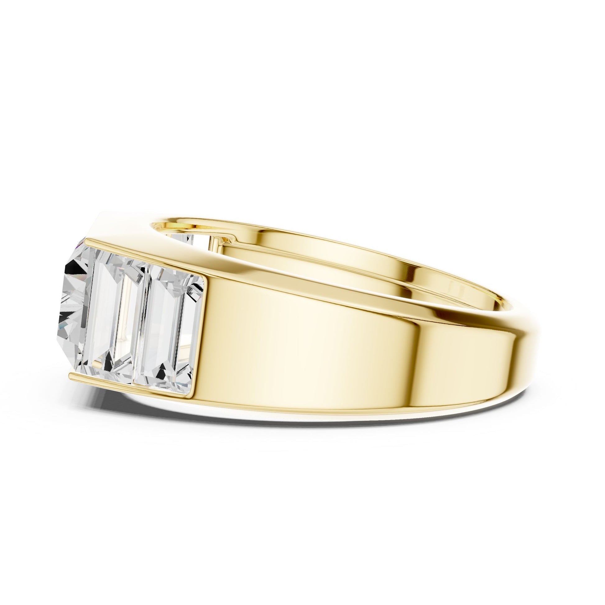 Men's Emerald Lab Grown Diamond Side-Stone Ring
