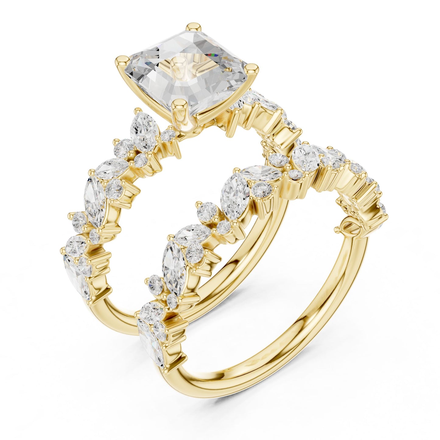 Emerald Lab Grown Diamond Side-Stone Engagement Ring
