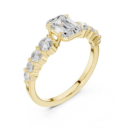 Emerald Lab Grown Diamond Side-Stone Engagement Ring