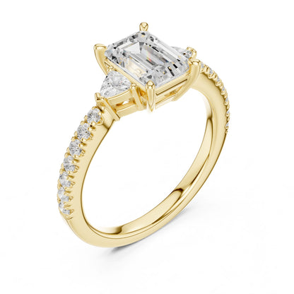 Emerald Lab Grown Diamond Side-Stone Engagement Ring