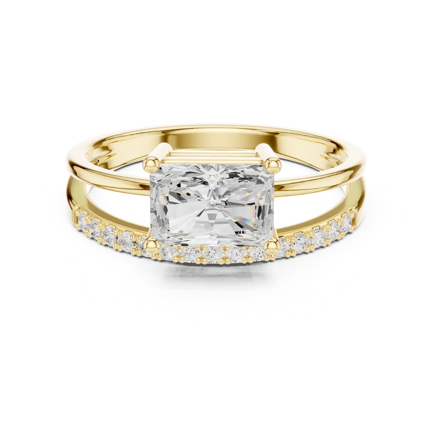 Emerald Lab Grown Diamond Side-Stone Engagement Ring