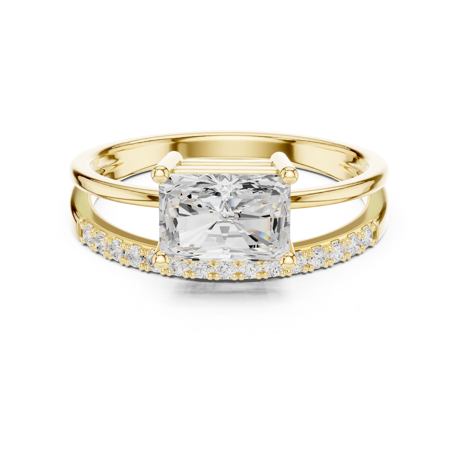 Emerald Lab Grown Diamond Side-Stone Engagement Ring
