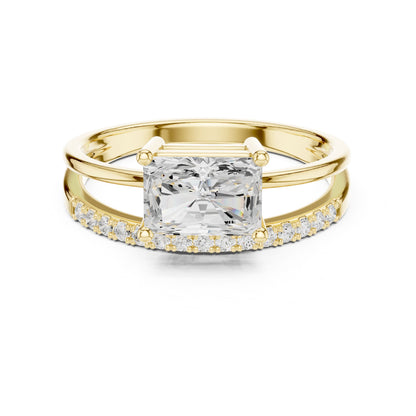 Emerald Lab Grown Diamond Side-Stone Engagement Ring