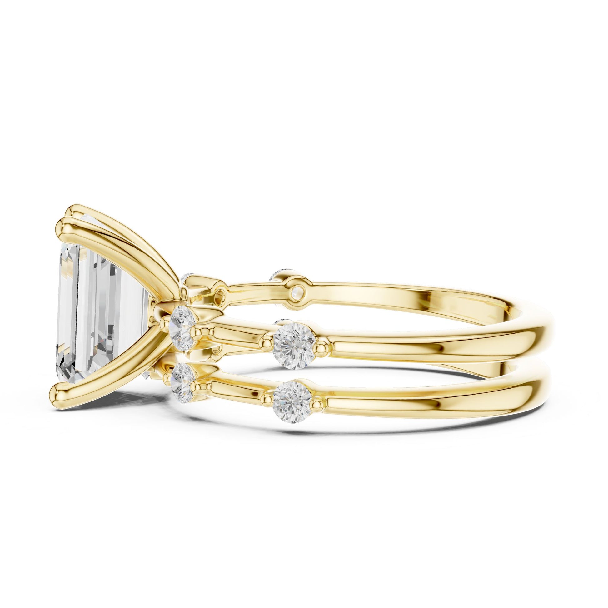 Emerald Lab Grown Diamond Side-Stone Engagement Ring