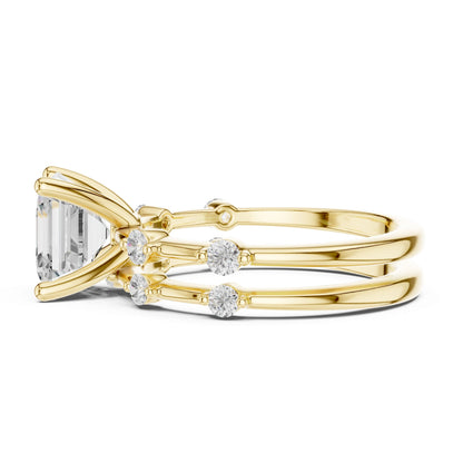 Emerald Lab Grown Diamond Side-Stone Engagement Ring