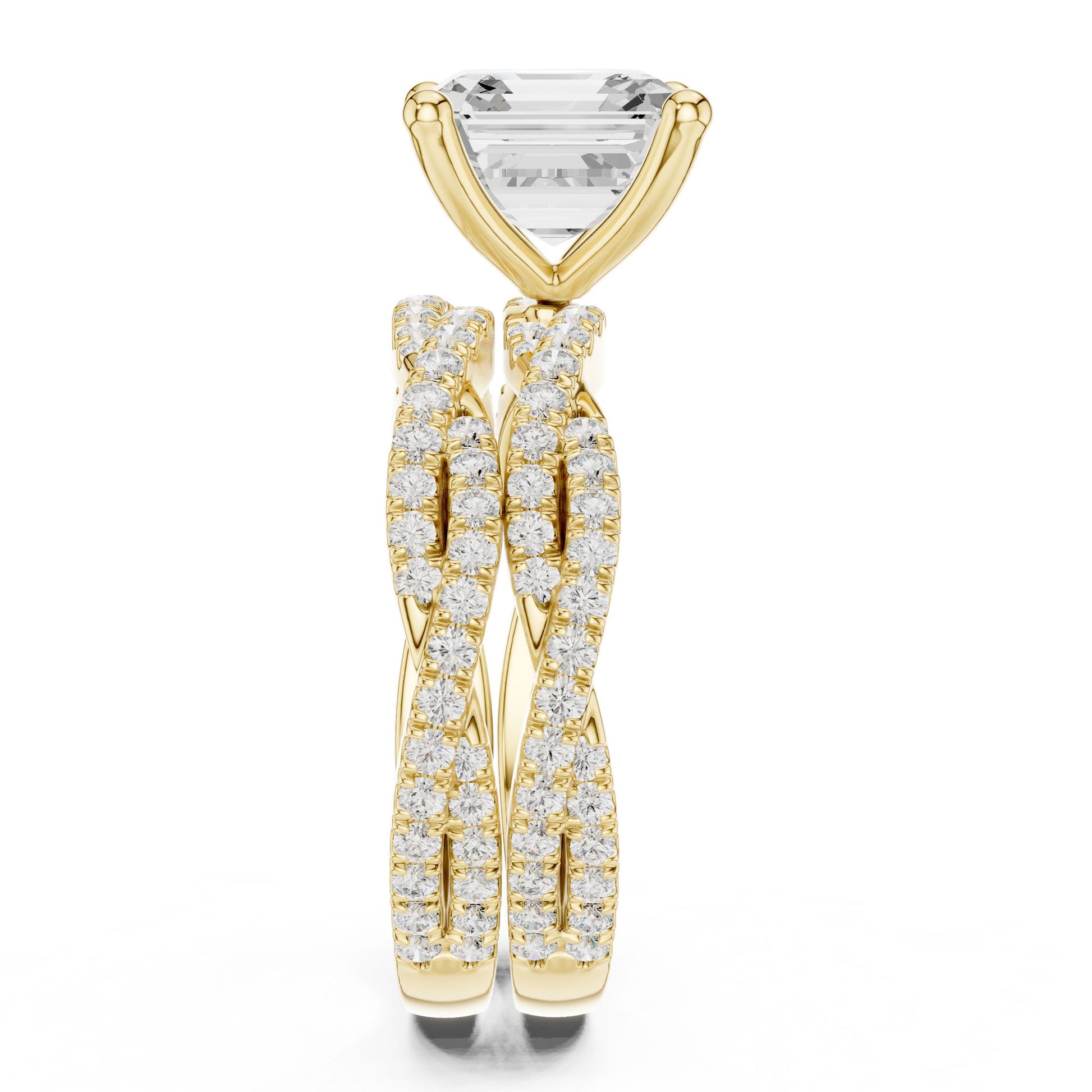 Emerald Lab Grown Diamond Side-Stone Engagement Ring