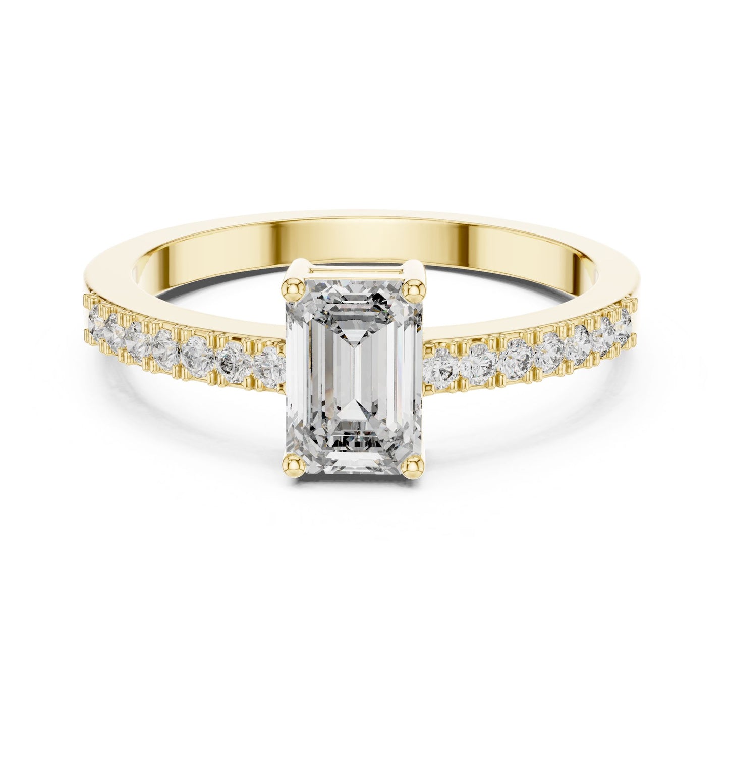 Emerald Lab Grown Diamond Side-Stone Engagement Ring