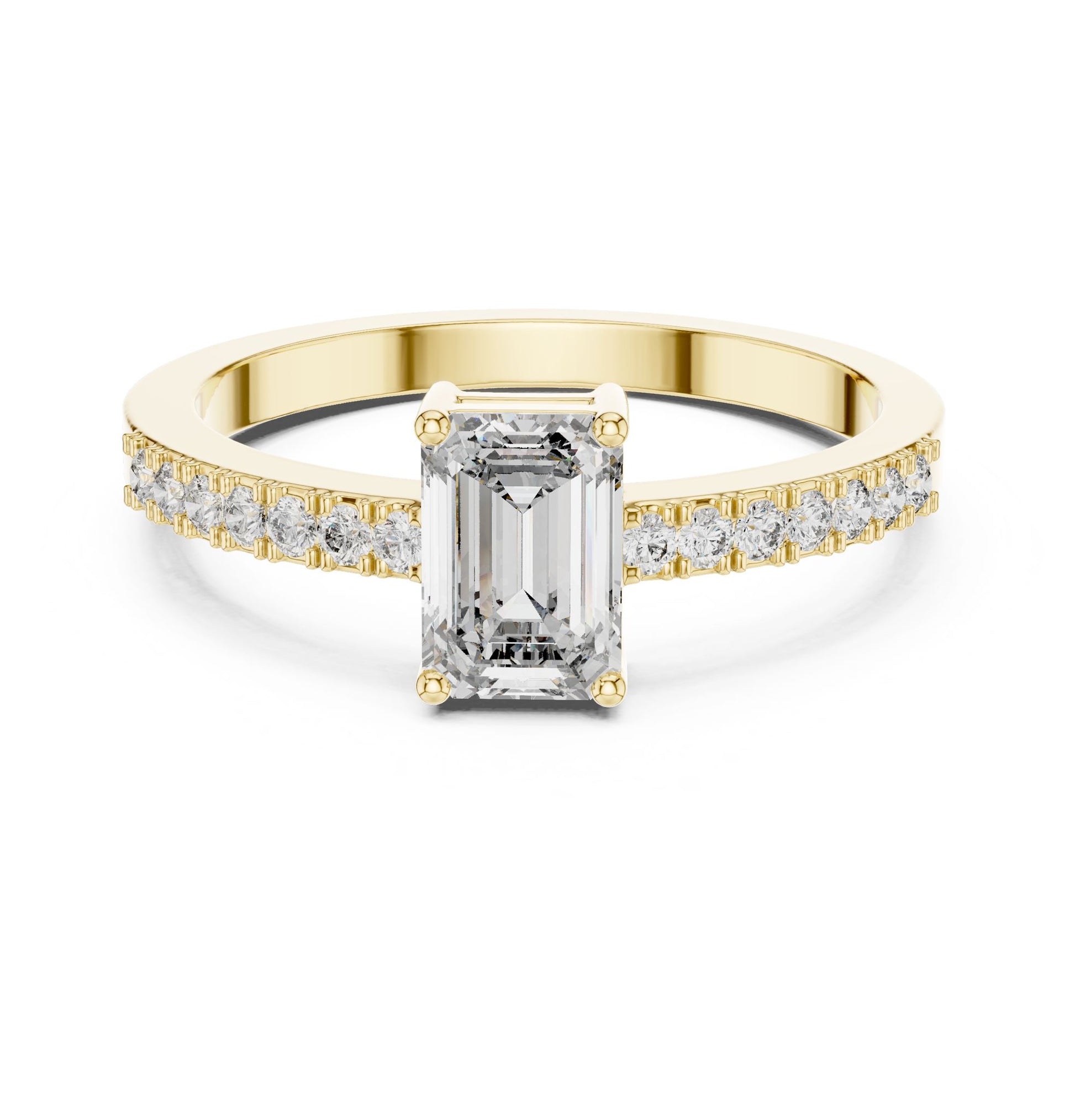 Emerald Lab Grown Diamond Side-Stone Engagement Ring