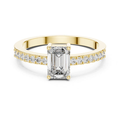 Emerald Lab Grown Diamond Side-Stone Engagement Ring