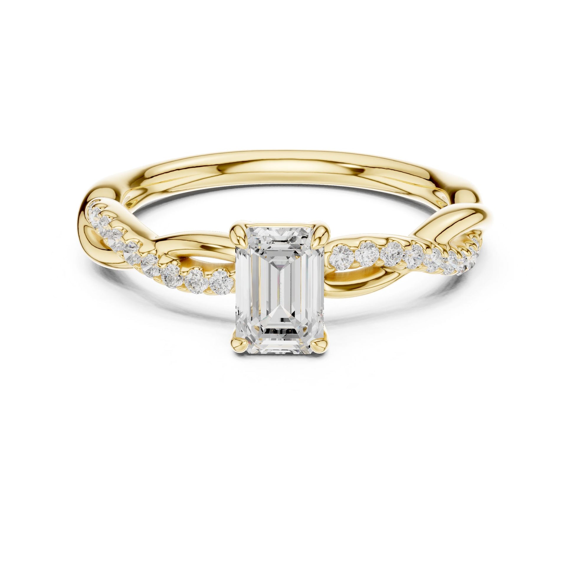 Emerald Lab Grown Diamond Side-Stone Engagement Ring